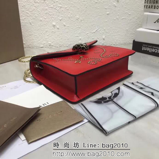 BVLGARI寶格麗 Serpenti Forever小牛皮翻蓋包 鏈條單肩斜挎包 285884 FYD1245